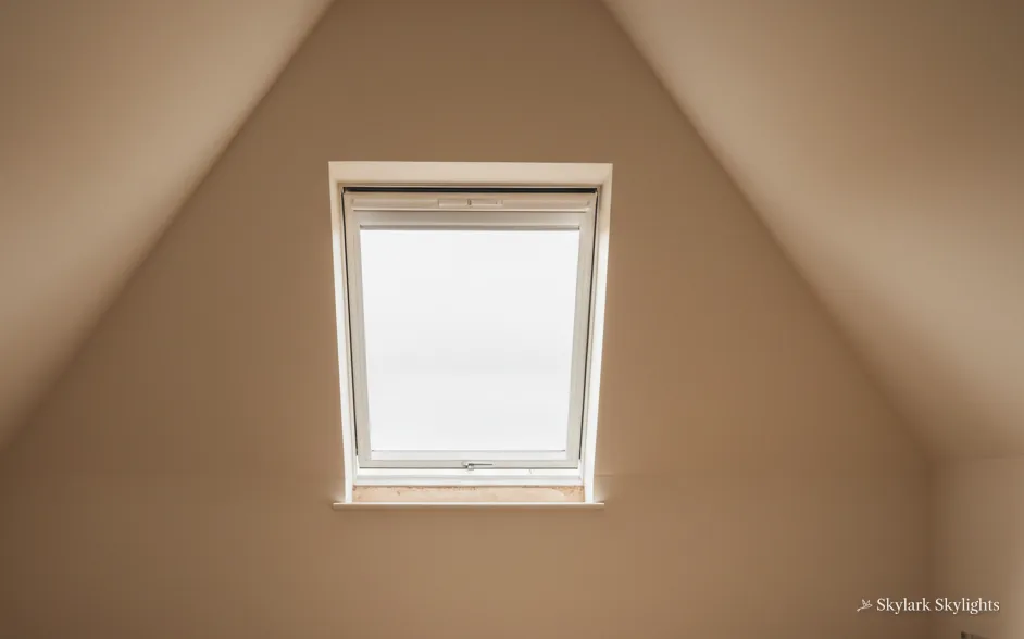 Small roof window in a plain gable wall