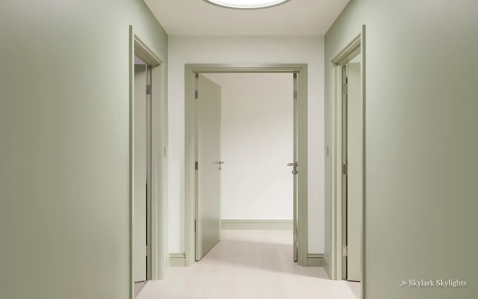Hallway leading to a doorway at the end