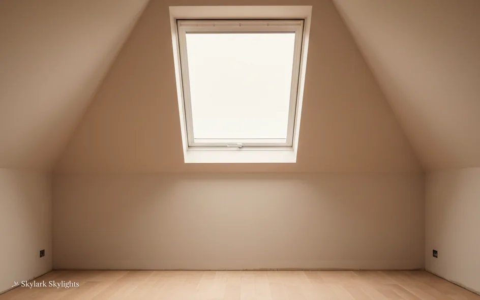 Empty attic room with a roof window in the slope