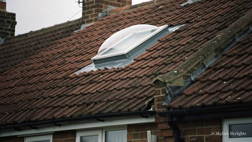 Dome rooflight in a red clay-tiled roof